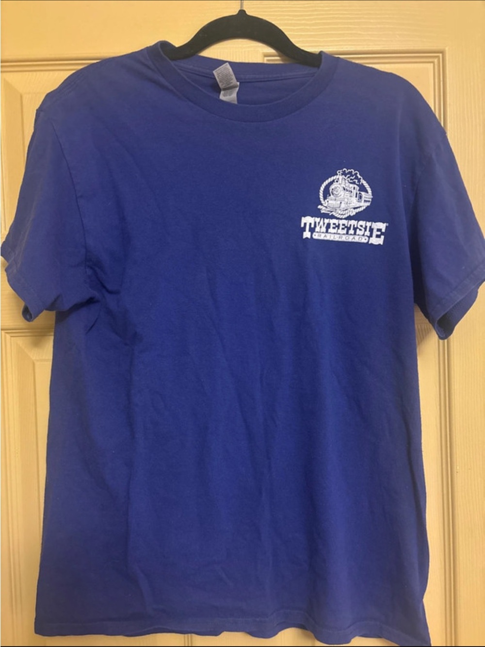 Gildan Royal Blue Short Sleeve Tee with White Tweetsie Railroad Logo size medium